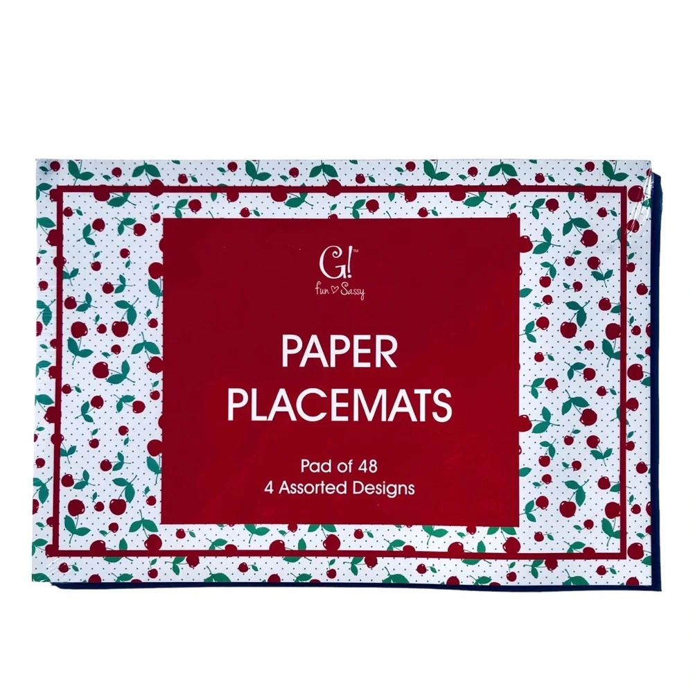 G! Fruit Disposable Paper Placemat Pad, Set of 48 (4 designs)